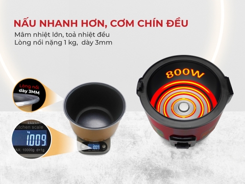 Nồi cơm Kipor 1,8L màu vàng KP N6518
