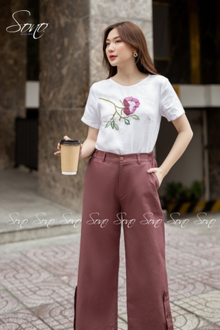 SONO - Áo chất linen thêu hoa ngực