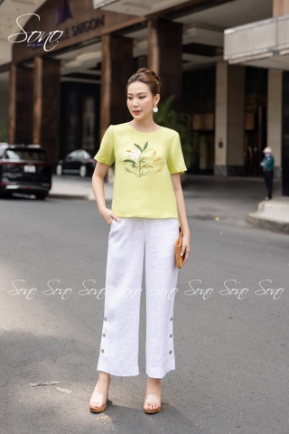 SONO - Quần dài linen đính 3 nút