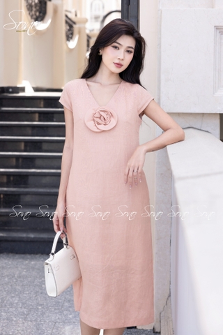SONO - Đầm linen quấn bông bằng tay