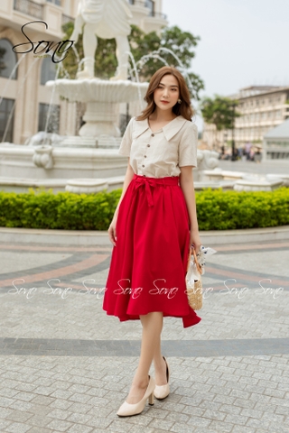SONO - Áo chất linen trơn cổ bẻ