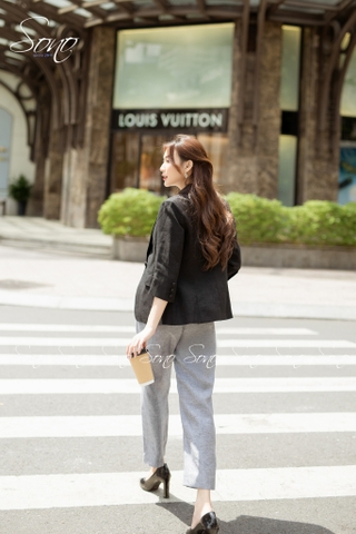 SONO - Áo vest linen tay lỡ nút bọc