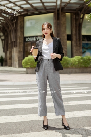 SONO - Áo vest linen tay lỡ nút bọc