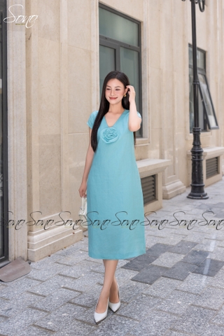 SONO - Đầm linen quấn bông bằng tay