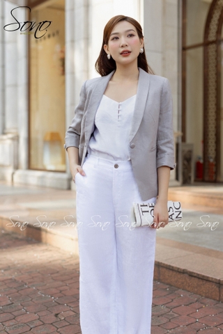 SONO - Áo vest linen cổ muỗng 2 lớp