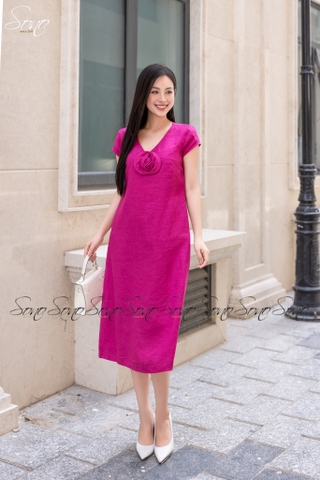 SONO - Đầm linen quấn bông bằng tay