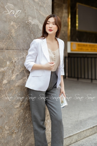 SONO - Áo vest linen tay lỡ nút bọc