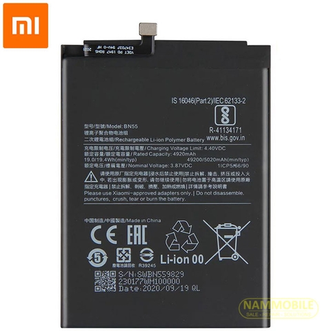Pin Xiaomi Redmi Note 9S, Redmi 10X, Redmi Note 9, Redmi Note 10 Pro, Redmi Y9S, Redmi 9, Note 9 Pro, Redmi 10x 5G, Redmi 10x Pro 5G BN55 5020mAh Zin + Tặng Keo Dán Pin