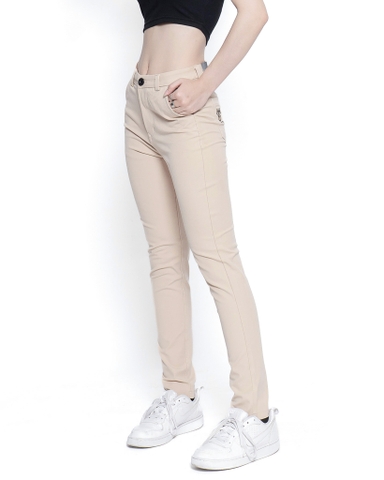 Quần Kaki Nữ Ống Đứng Màu Kem Nhạt | KQSTYLING Basic Line