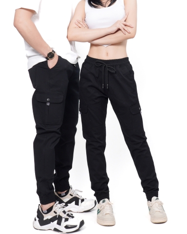 Quần Cargo Túi Hộp Jogger Kaki Co Giãn Unisex Màu Đen | KQSTYLING JTD01