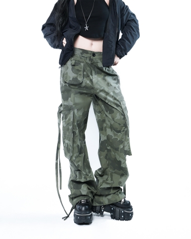 Quần Cargo Nữ Kaki Túi Hộp Ống Rộng Phong cách Y2k màu Camo | KQSTYLING WIDE834