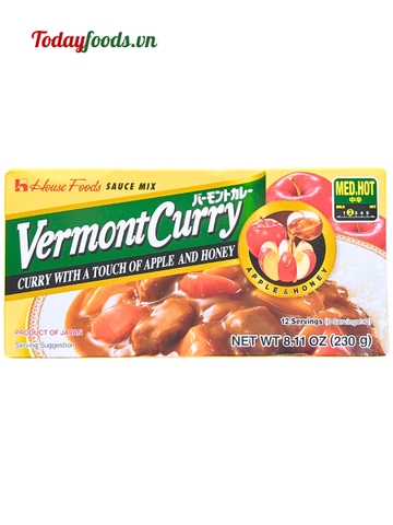 Viên Xốt Cà Ri Vermont Vị Táo Và Mật Ong Cay Vừa 230G