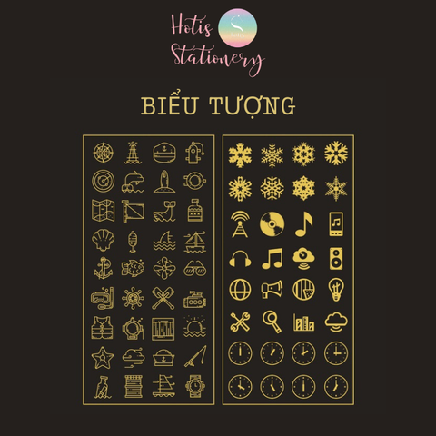 Sticker nhãn dán cổ điển Anh PET vàng ánh kim trang trí sổ