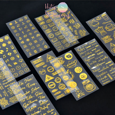 Sticker nhãn dán cổ điển Anh PET vàng ánh kim trang trí sổ