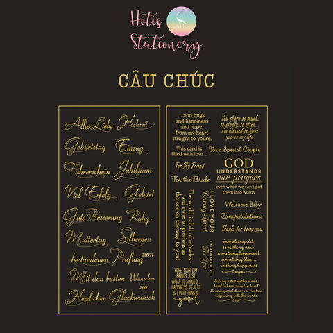 Sticker nhãn dán cổ điển Anh PET vàng ánh kim trang trí sổ