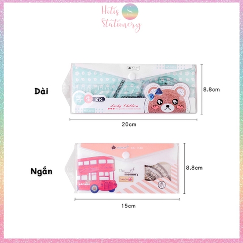 Bộ thước eke 4 món Hotis đo độ, đo góc trong suốt