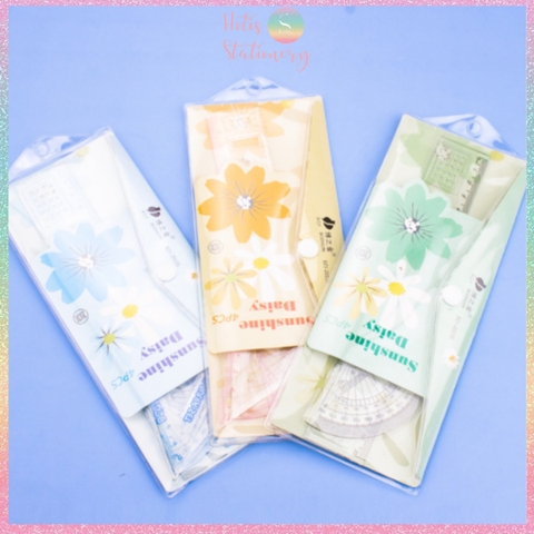 Bộ thước eke 4 món Hotis đo độ, đo góc trong suốt