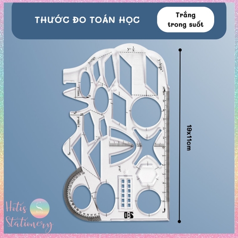 Thước kẻ đa năng HOTIS thước vẽ hình học đa chức năng hỗ trợ học toán