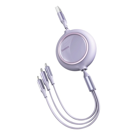 Cáp sạc dây rút 3 đầu thế hệ mới Baseus Bright Mirror (Type C/Micro USB/ Lightning, 3.5A/1.2m, Fast Charge & Data Cable)