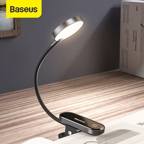 Đèn đọc sách mini, pin sạc tiện dụng Baseus Comfort Reading Mini Clip Lamp (Dịu mắt, chân kẹp, 3 mức sáng, 350mAh, 24h)