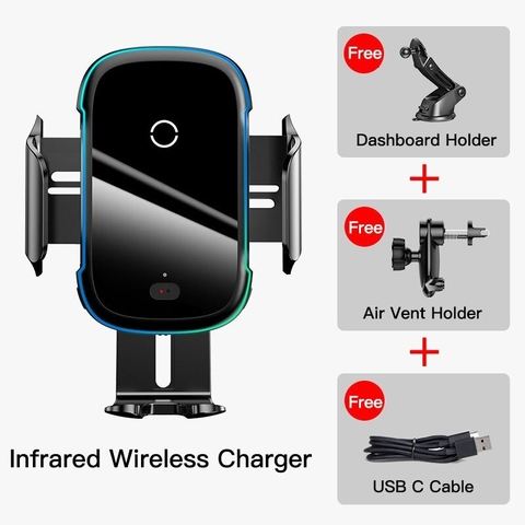 Bộ đế giữ điện thoại tích hợp sạc không dây trên xe hơi Baseus Light Electric Holder Wireless Charger 15W