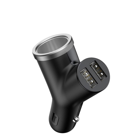 Bộ tẩu sạc mở rộng 3 trong 1 dùng cho xe hơi Baseus Y Type Dual USB (40W, 3.4A Fast Charge, Intelligent Car charger)