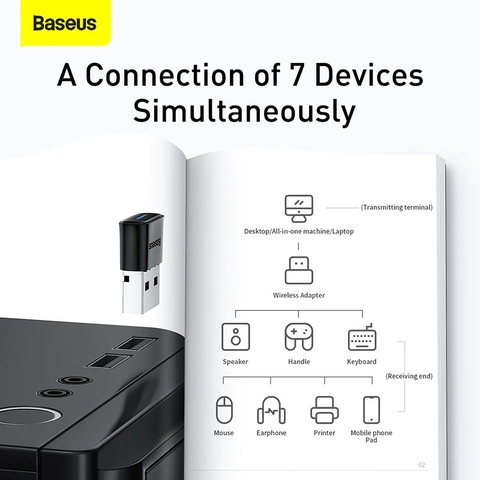 Baseus BA04 USB Bluetooth Dongle Adaptador 5.0 Adapter cho máy tính / Laptop Windows