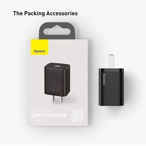 Củ sạc nhanh Baseus Super Si Quick Charger 30W dùng cho iPhone/ Samsung/ OPPO (30W, Type C, PD/ QC3.0 Quick charger)