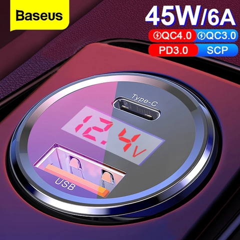 Tẩu sạc đa năng công suất cao Baseus Digital Display Dual SCP Quick Charger 45W