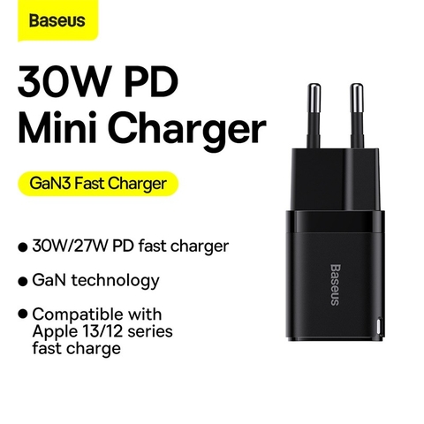 Củ sạc nhanh, nhỏ gọn Baseus GaN3 Quick Charger 1C 30W (PD/ QC / PPS Multi Quick Charge Support)