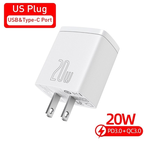 Cốc sạc nhanh siêu nhỏ gọn Baseus Compact Quick Charger 20W (USB + Type C Dual Port, 20W PD/QC 3.0 Multi Quick Charge)