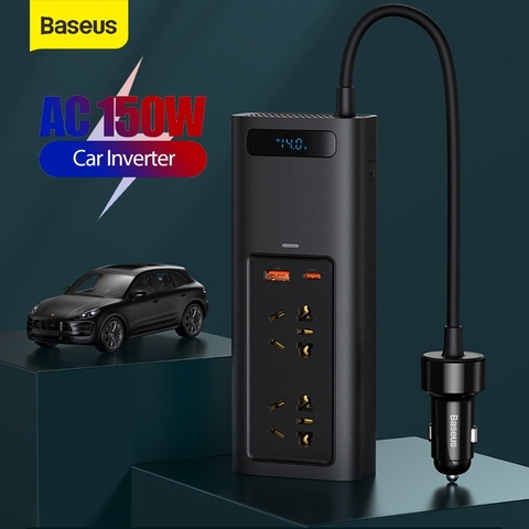 Tẩu sạc chuyển đổi sang ổ cắm điện Baseus In-car Inverter 150W (110V/220V)