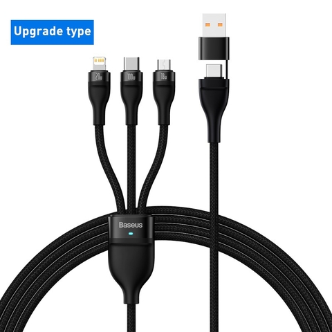 Cáp Sạc Nhanh Đa Năng 2 to 3 Baseus Flash Series Ⅱ 100W ( USB + Type C to Type C + Lightning + Micro USB, 1.2m Fast Charge Cable)