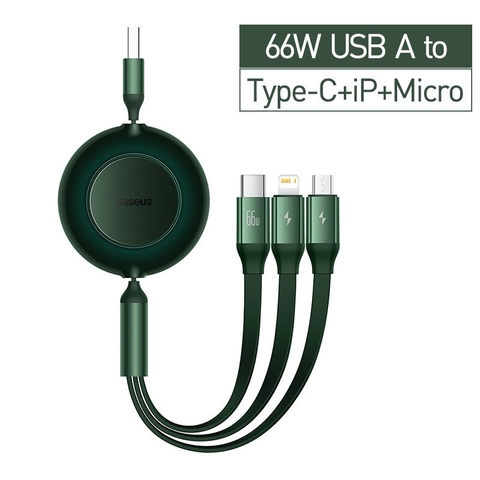 Cáp sạc dây rút 3 đầu 100W Bright Mirror Series II One-for-three Retractable Data Cable Type-C to M+L+C (1.1m, 100W)