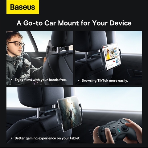 Giá treo xếp gọn dùng gắn lưng ghế trên xe hơi Baseus JoyRide Pro Backseat Car Mount Black (dùng cho Smartphone/ Tablet/