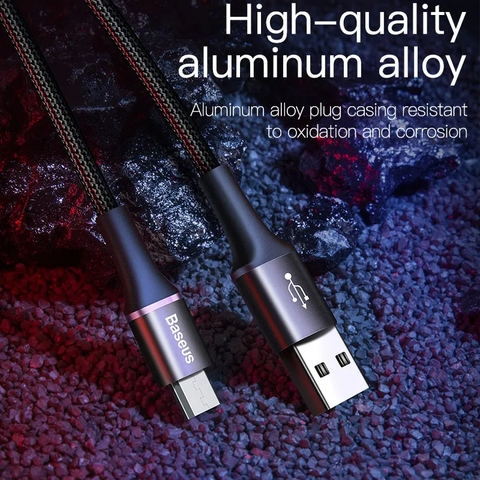 Cáp sạc nhanh siêu bền Baseus Halo Data Micro USB Cable cho S.a.m.s.u.n.g/ X.i.a.o.m.i/ O.p.p.o/ L.G / H.u.a.w.e.i