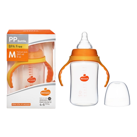 Bình sữa Wesser cổ rộng nhựa PP 260ml