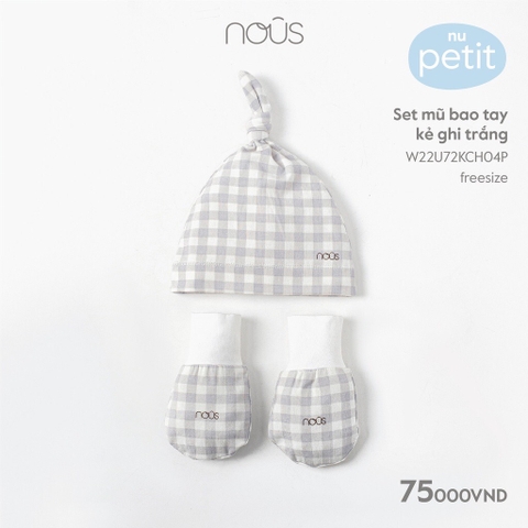Set mũ bao tay Nous kẻ ghi trắng
