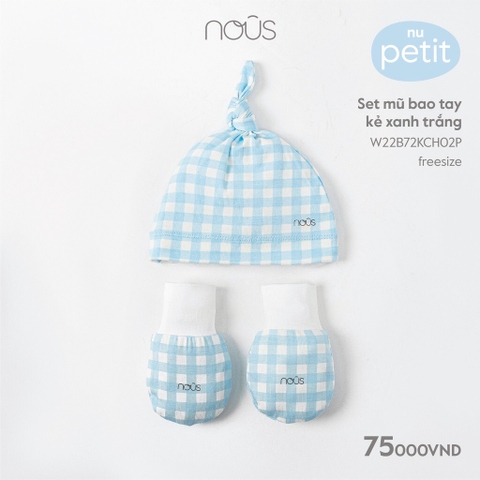 Set mũ bao tay Nous kẻ xanh trắng