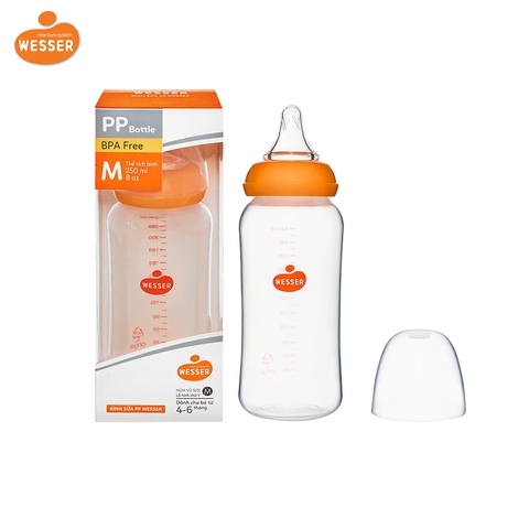 Bình sữa Wesser cổ hẹp nhựa PP 250ml