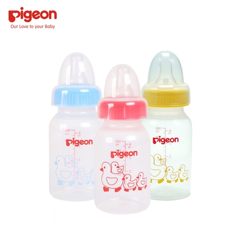 Bình sữa Pigeon cổ hẹp nhựa PP không BPA họa tiết Vịt Vàng 120ml