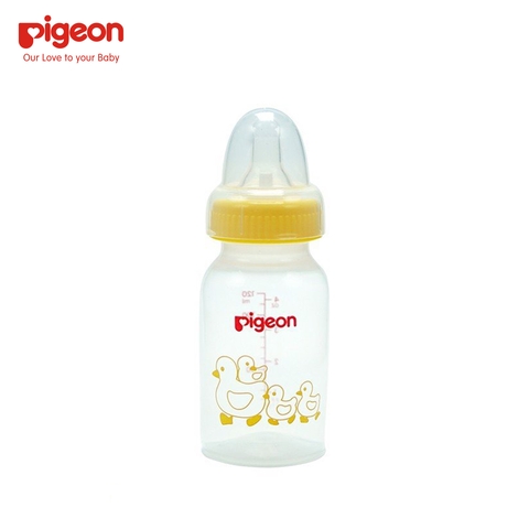Bình sữa Pigeon cổ hẹp nhựa PP không BPA họa tiết Vịt Vàng 120ml