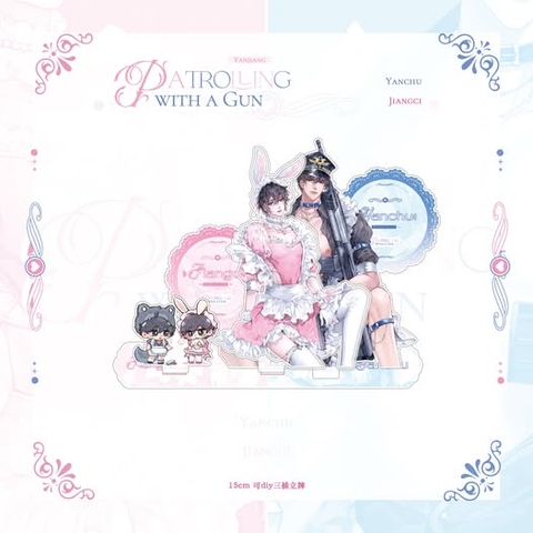 Standee Mang súng đi tuần chính hãng Mẫu 2