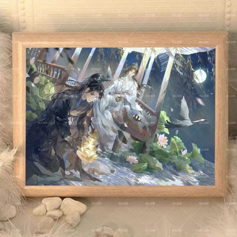 Khung ảnh Husky và sư tôn mèo trắng 17*21cm Mẫu 4