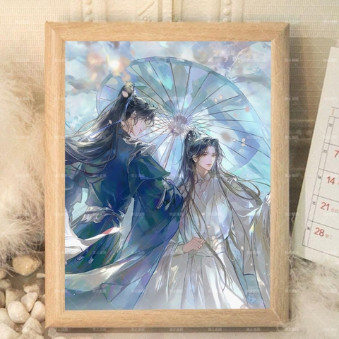 Khung ảnh Husky và sư tôn mèo trắng 17*21cm Mẫu 1