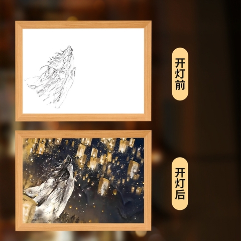 Tranh đèn Thiên quan tứ phúc 17*21cm Mẫu 1