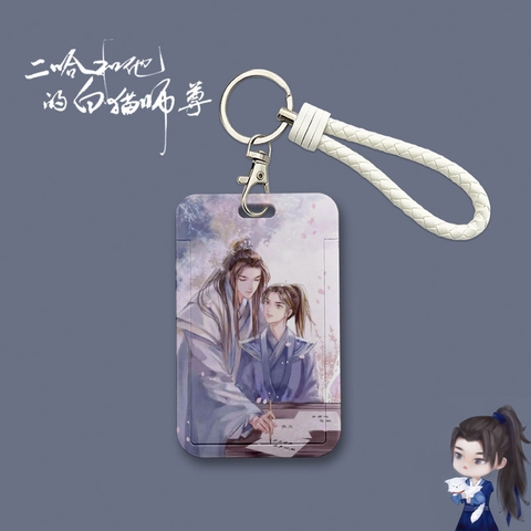 Móc đựng thẻ Husky và sư tôn mèo trắng mẫu 6