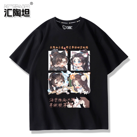 Áo cộc tay Husky và sư tôn mèo trắng - Size L - Mẫu 1