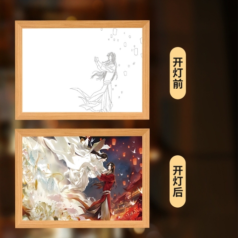 Tranh đèn Thiên quan tứ phúc 17*21cm Mẫu 5