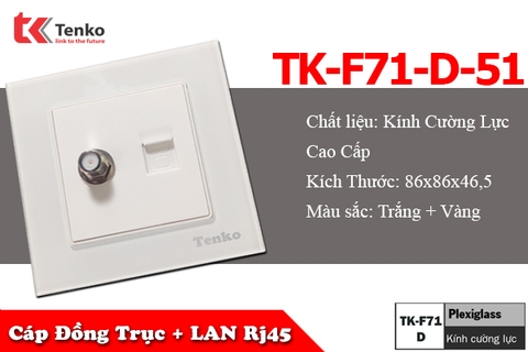 Ổ Cắm Cáp Đồng Trục Và Mạng(LAN) Mặt Kính Cường Lực TK-F71-D-51